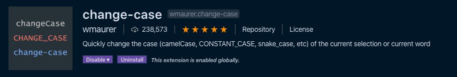 Change-case extension in the visual studio code store
