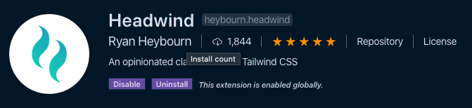 Headwind in the visual studio code store